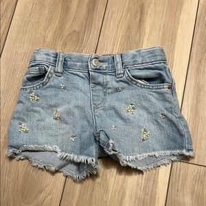 Cat & Jack Light Blue Denim Shorts with Floral Accents